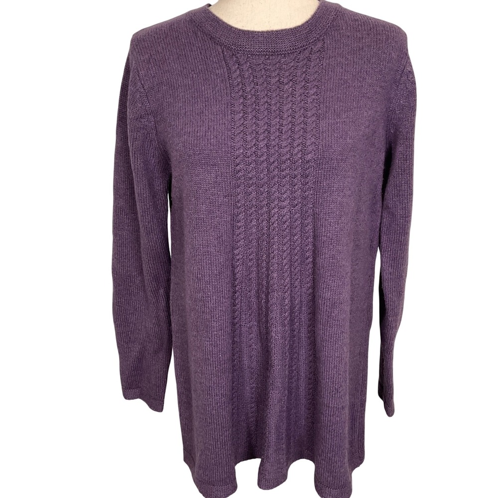 Soft Surroundings Sweater Women Medium Purple‎ Texture Knit Long Sleeve Tunic